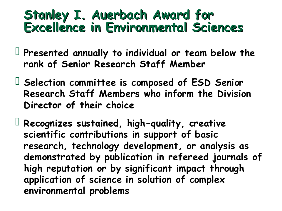 Stanley I. Auerbach Award Background