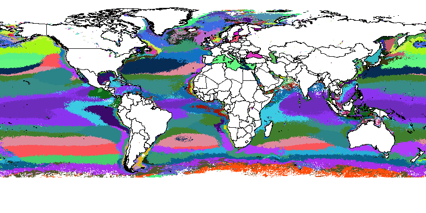 1000 Most-Different Global Aquatic Ecoregions, shown in Random Colors