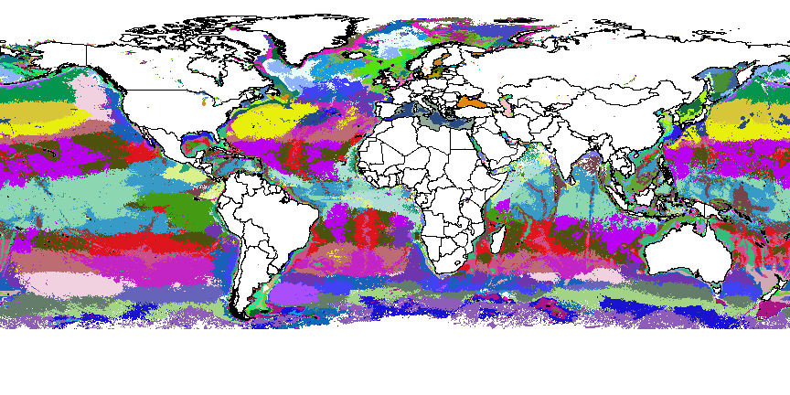1000 Most-Different Global Aquatic Ecoregions, shown in Random Colors