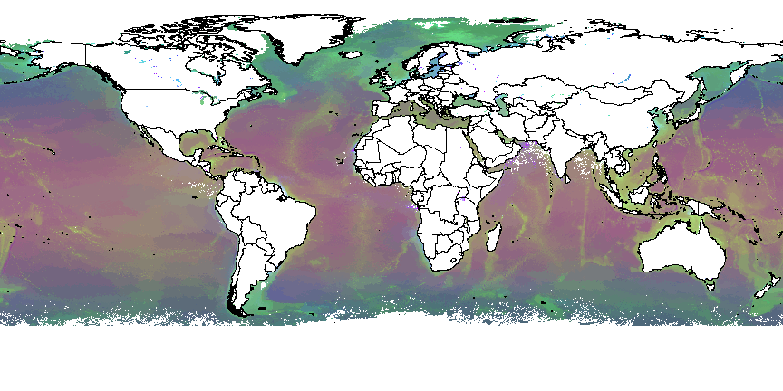 5000 Most-Different Global Aquatic Ecoregions, including bathymetry, shown in Similarity Colors