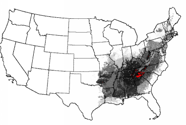 Map showing representation of Smoky Mtns, or Smoky-Mtns-ness