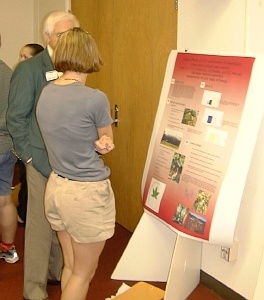 Emily Greer, a student at Shelby State Community College, talking with a judge.