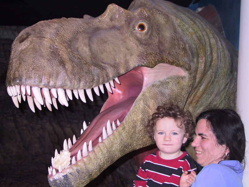 Rebecca and Sam Feeding Tyrranosaur