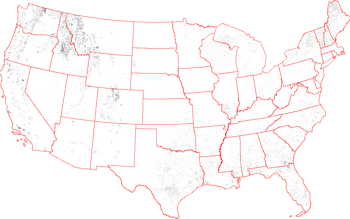 Locations showing Potential Evergreen Mortality over the Last Decade