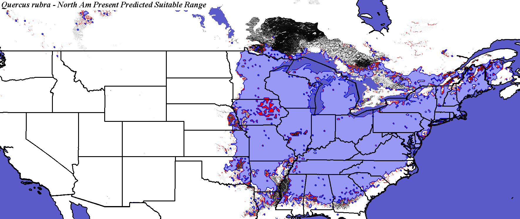 Hargroves Present Suitable Range Outline for Quercus_rubra_final