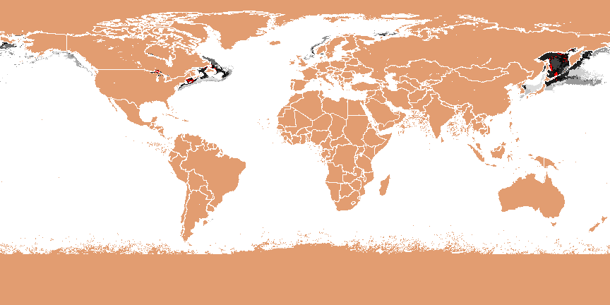 The degree of environmental similarity between Great Lakes aquatic ecoregion number 1828 and each of the other 3000 Most-Different Global Aquatic Ecoregions, shown as a gray scale where black is very similar and white is very different
