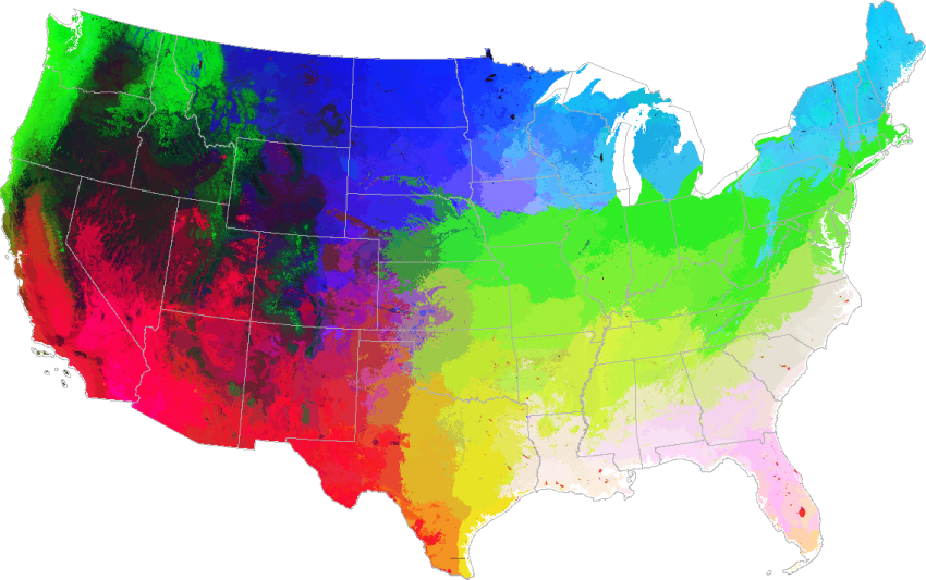 3000 Most-Different Wildfire Biophysical Regions from the WX-BGC Model, shown in Similarity Colors