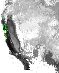 Multivariate Similarity to Environmental Conditions in Marin County, or 'Marin-County-ness,' based on the 1000-ecoregion map, as a Predictor of National SOD Susceptibility