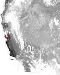 Multivariate Similarity to Environmental Conditions in Santa Cruz, CA, or 'Santa Cruz-ness,' based on the 1500-ecoregion map, as a Predictor of National SOD Susceptibility