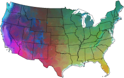 The 1000 Most-Different SOD-only Quantitative Ecoregions in the Lower 48 United States Shown in Similarity Colors