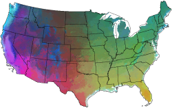 The 500 Most-Different SOD-only Quantitative Ecoregions in the Lower 48 United States Shown in Similarity Colors