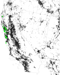 redicted National map of SOD Risk of Spread, based on Estimates of Human Population Density from LandScan 2004