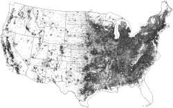 Predicted National map of SOD Risk of Spread, based on Estimates of Human Population Density from LandScan 2004