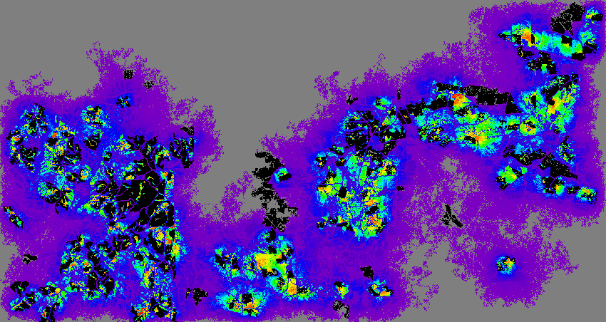 Map of potential GT corridors predicted by PATH